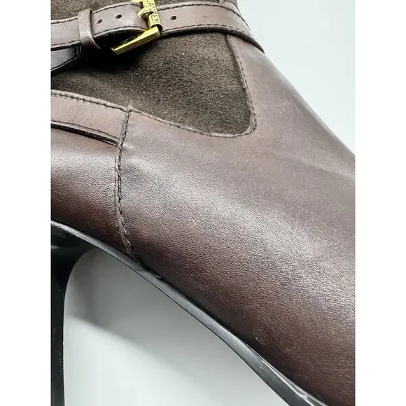 Ralph Lauren Bethan Brown Suede Leather Knee High Stiletto Riding Boots Size 9B - Picture 10 of 13